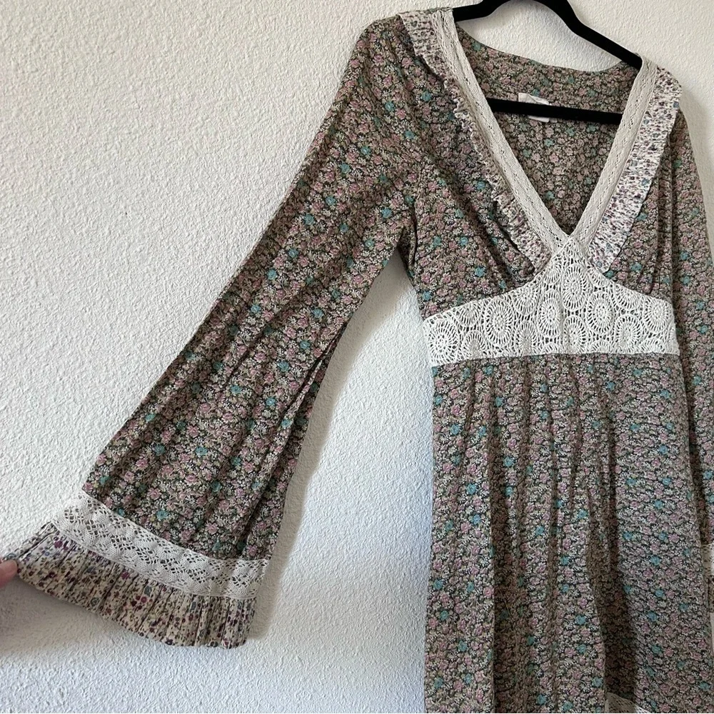 Ralph Lauren Denim Supply women’s Floral Midi Dress Medium Flare Sleeve Cottage - Picture 7 of 14